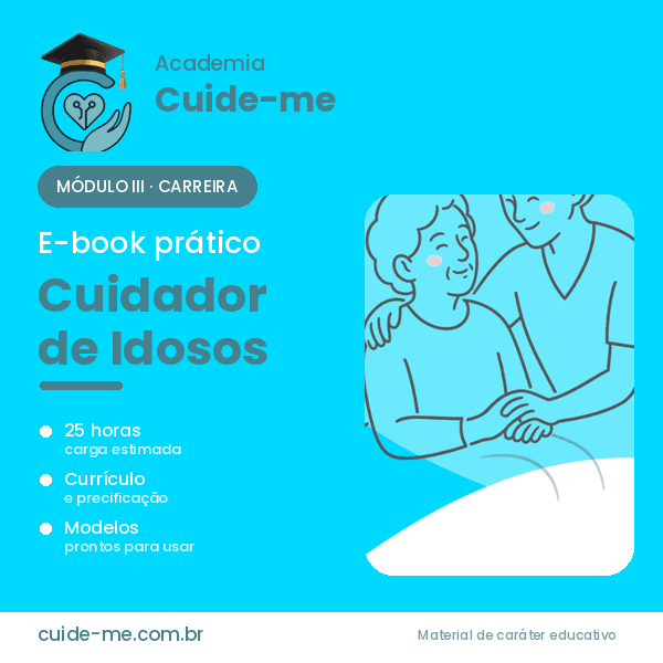 Capa do E-book Prático de Cuidador de Idosos — Módulo III: Carreira